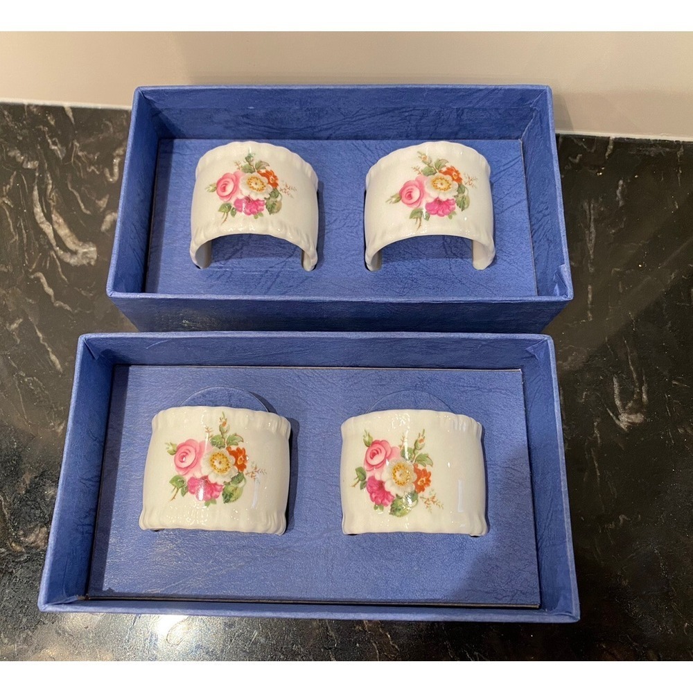 Vintage Coalport Fine Bone China Ludlow Napkin Rings Set of 4 England